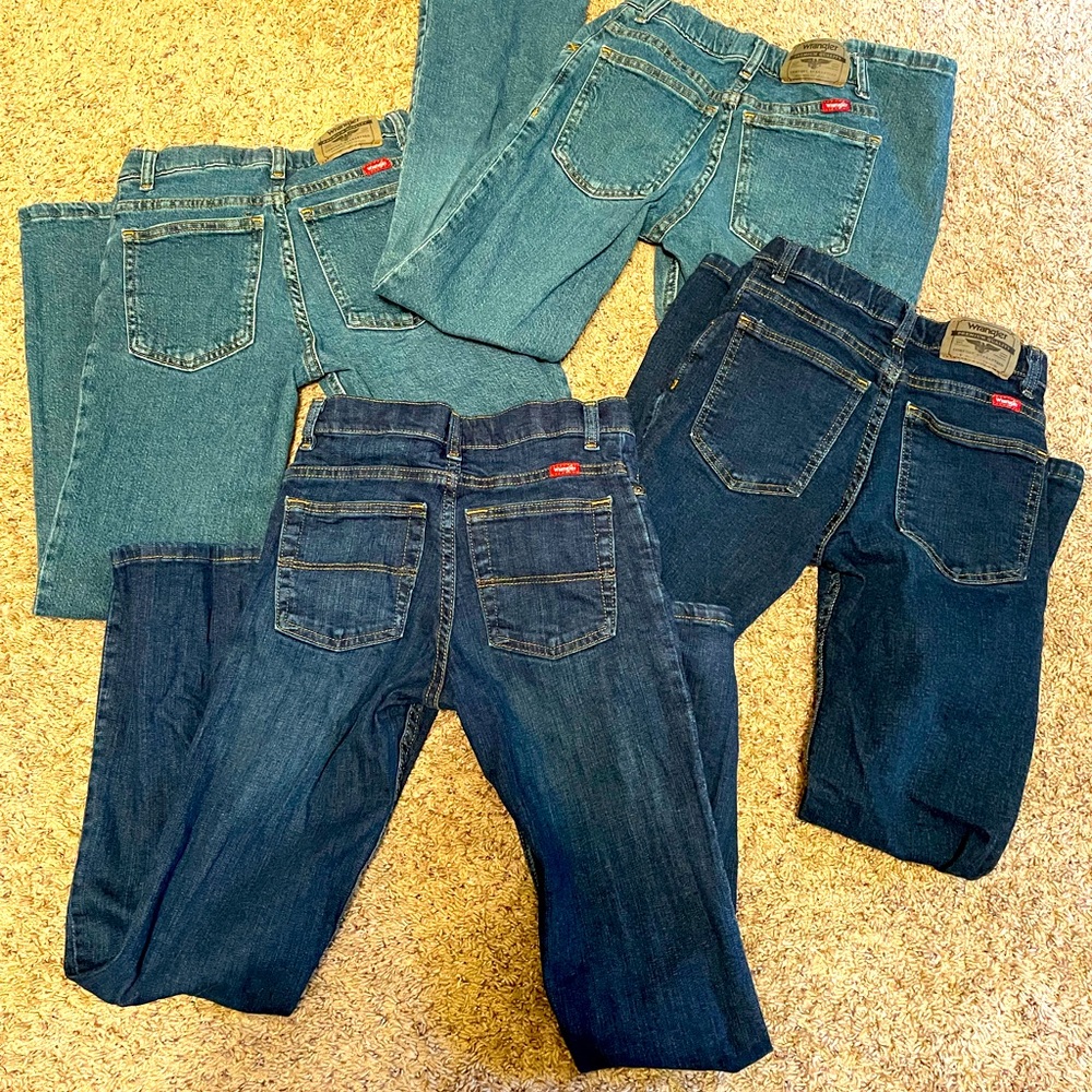 4 pairs of boys Wrangler jeans. Size 12 slim.